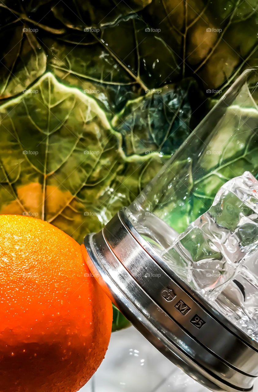 Orange with ice
