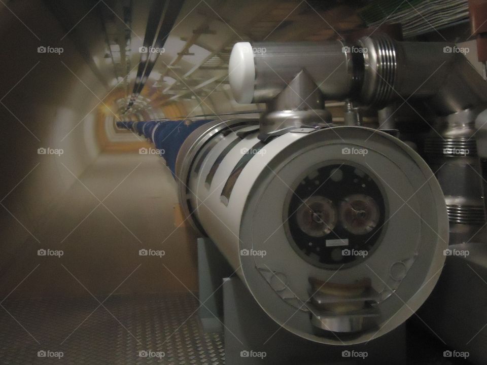Large hadron collider . Copy of the LHC, at CERN museum, Geneva