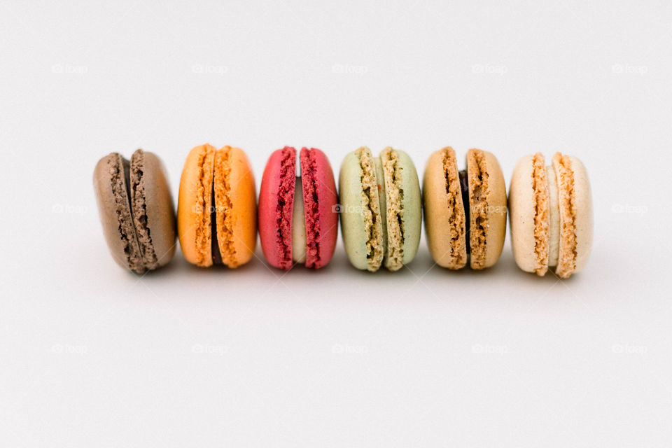 Macaroons on white background