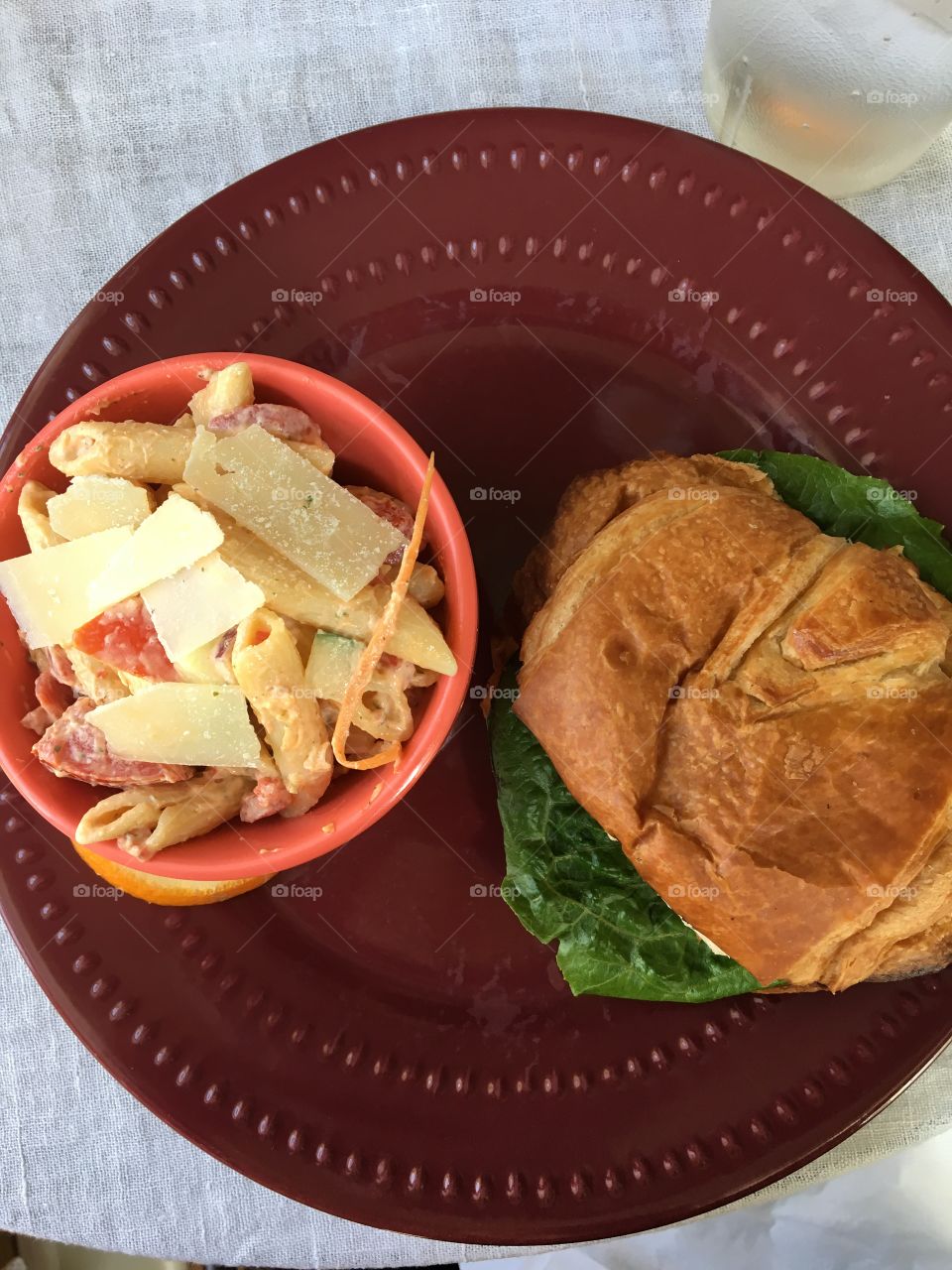 Chicken Salad Croissant and Pasta Salad 