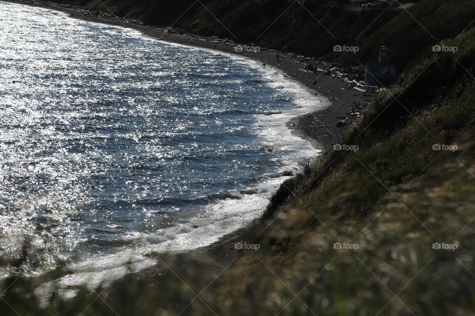 Ocean sparkling on sunlight 