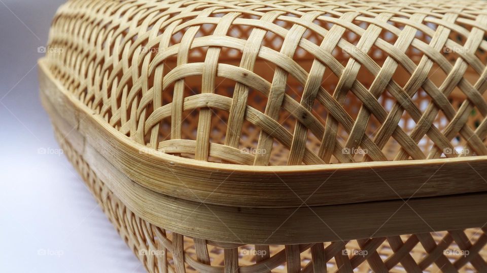 Detail close up rattan basket, traditional handmade used for multiple purpose.