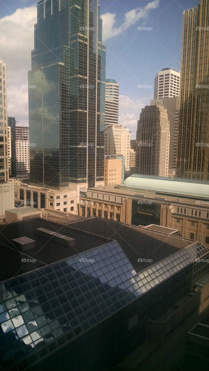 City View. View of downtown Minneapolis from hotel room window.