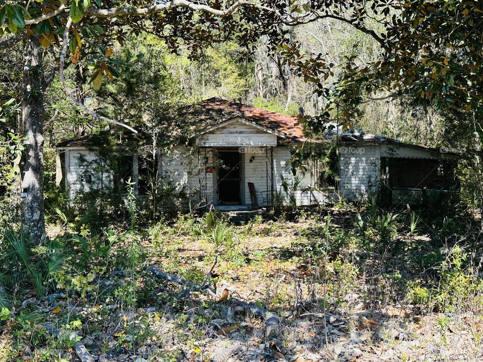 Abandoned home in Rosewood, Florida - no trespassing sign, run down built around 1914