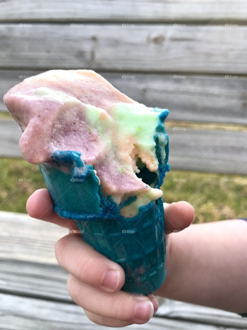 Ice Cream Cone Partially Eaten