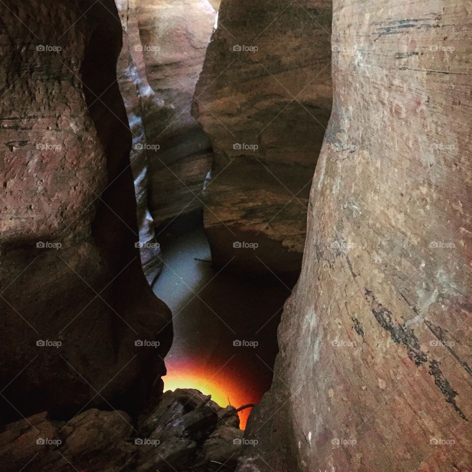 Patch of light in a slot canyon