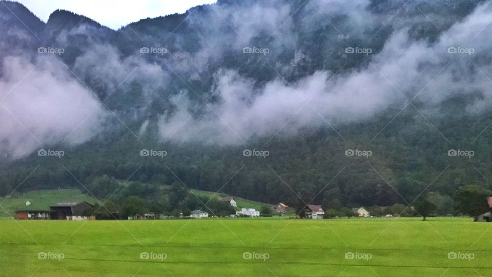 Houses in green mountain 