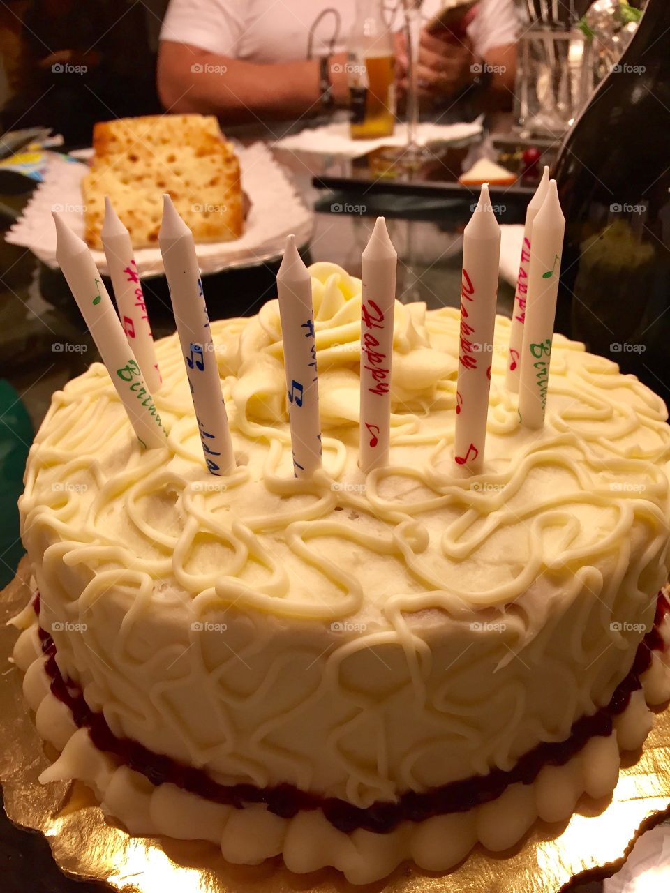 Candles don't match but I love how they look in this cake