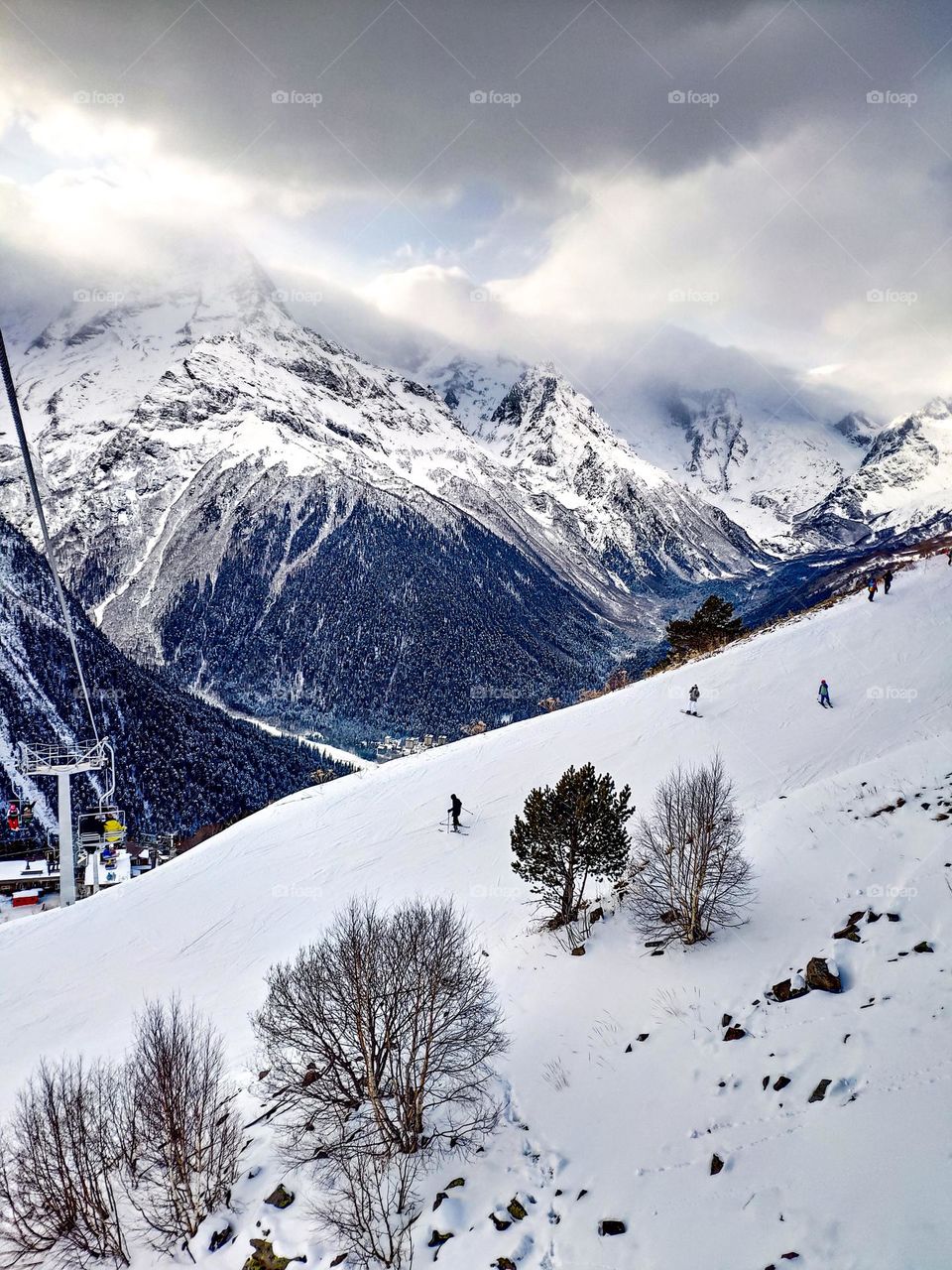 Snowy mountain slope