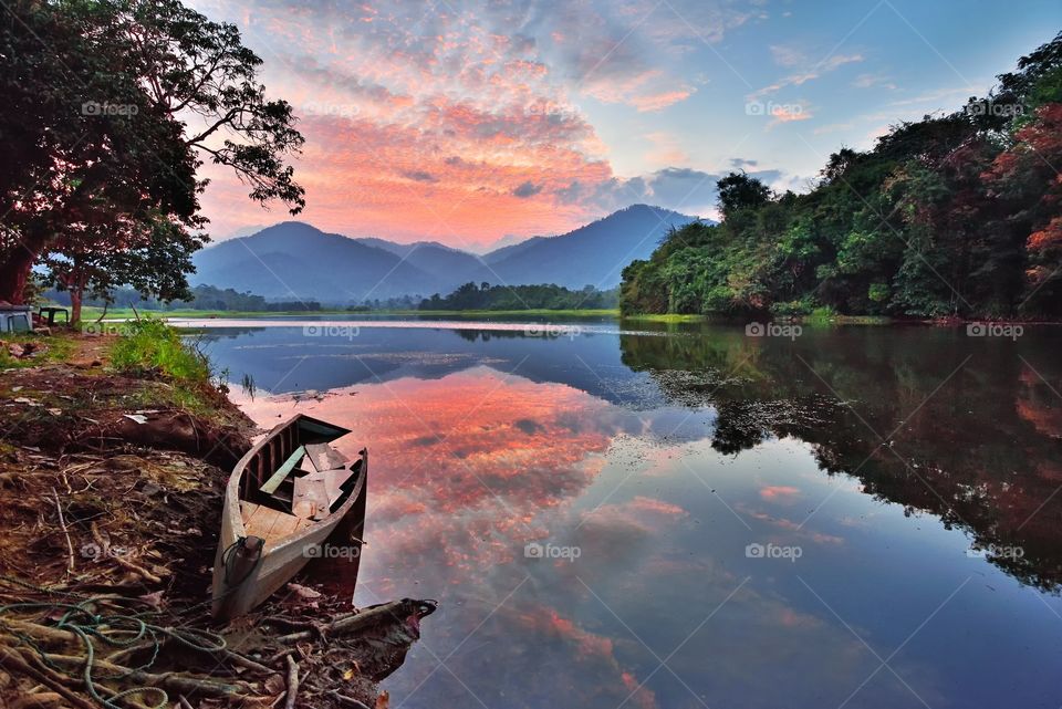 Sunset reflections on the lake