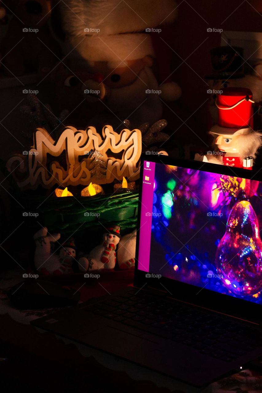 Desk space is in direct competition with Christmas decorations. Even my computer is only displaying Christmas themed photos on my screensaver. Maybe the decorations are watching me and happy to have my company! Maybe?!? ๐
๐ผ