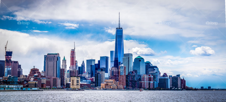 Manhattan skyline. one world tower and lower Manhattan landscape