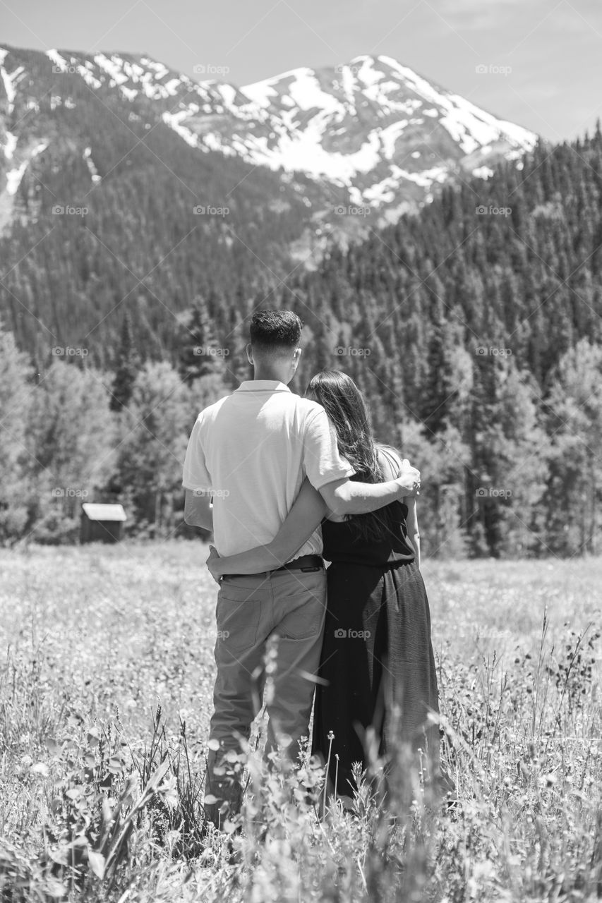 Couple enjoying the beautiful Mountain Views 