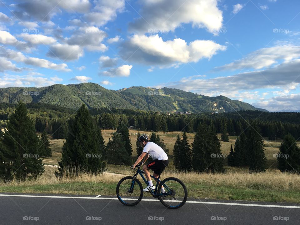 Cyclist and Poiana Brasov, Romania