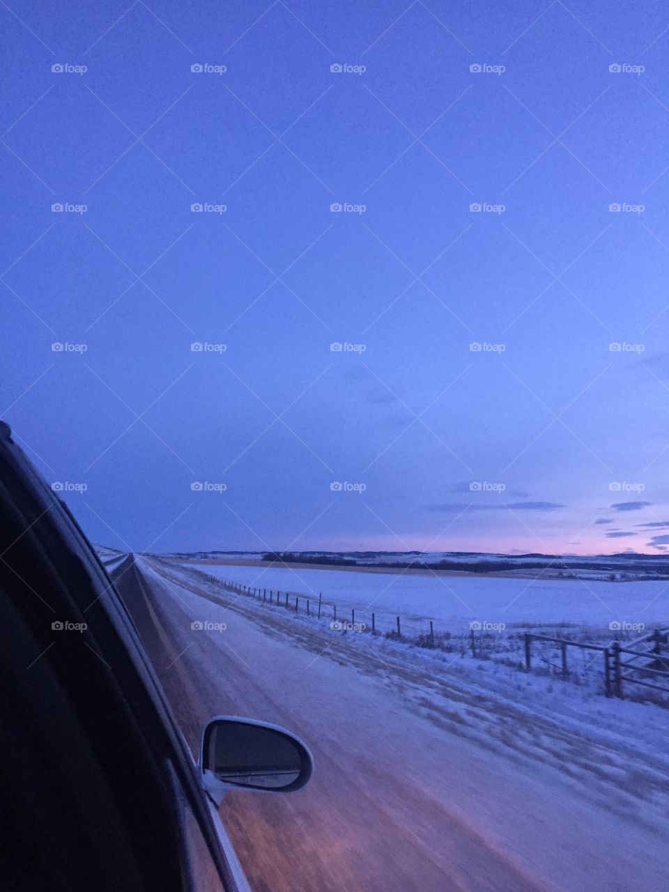 Night Driving in the Snowy Prairies, Winter
