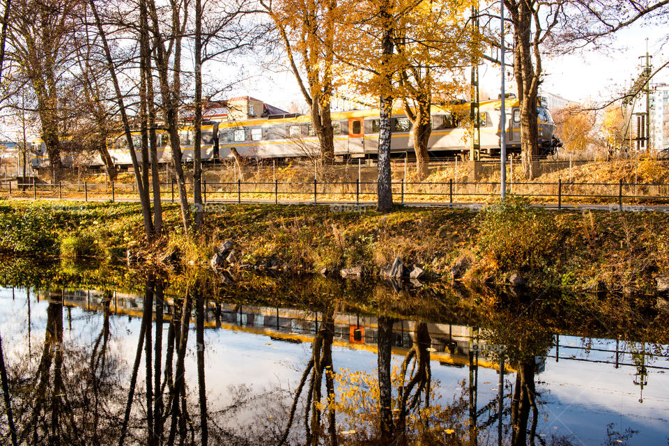 reflections on the river in Borås
