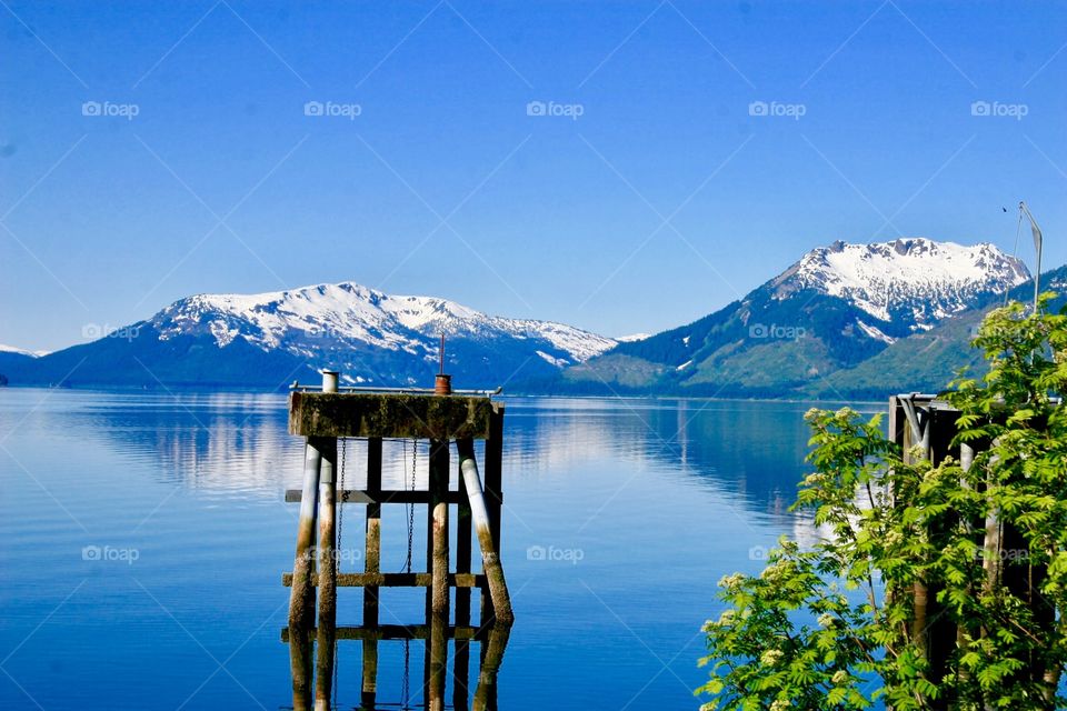 Blue sky reflecting on lake