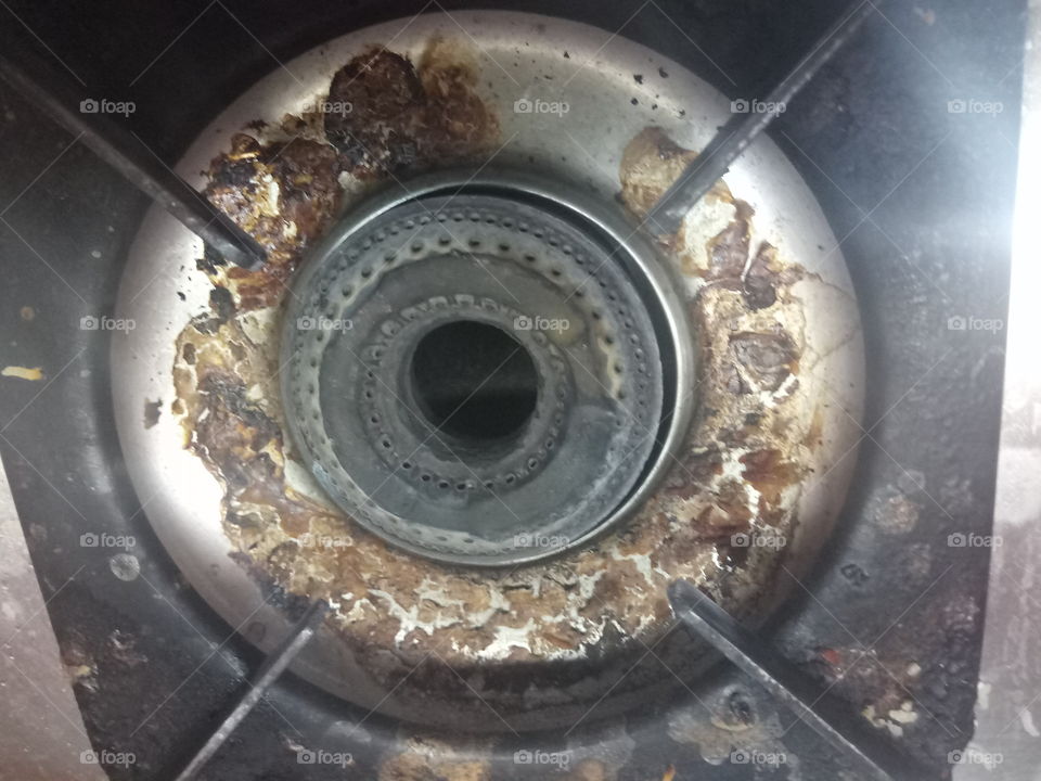 oily gas stove