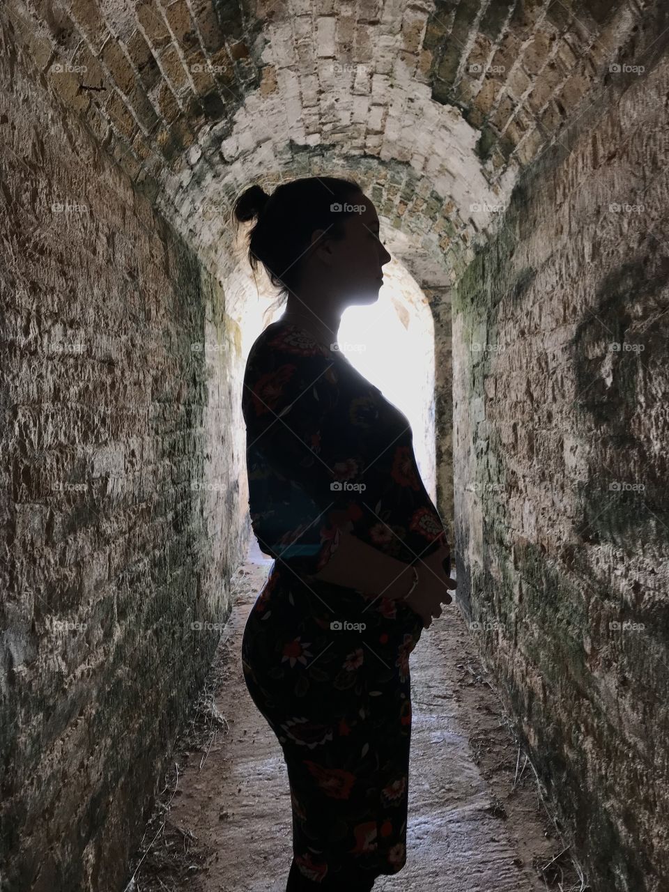 Beautiful photo of my pregnant wife in a fort in Bermuda. 