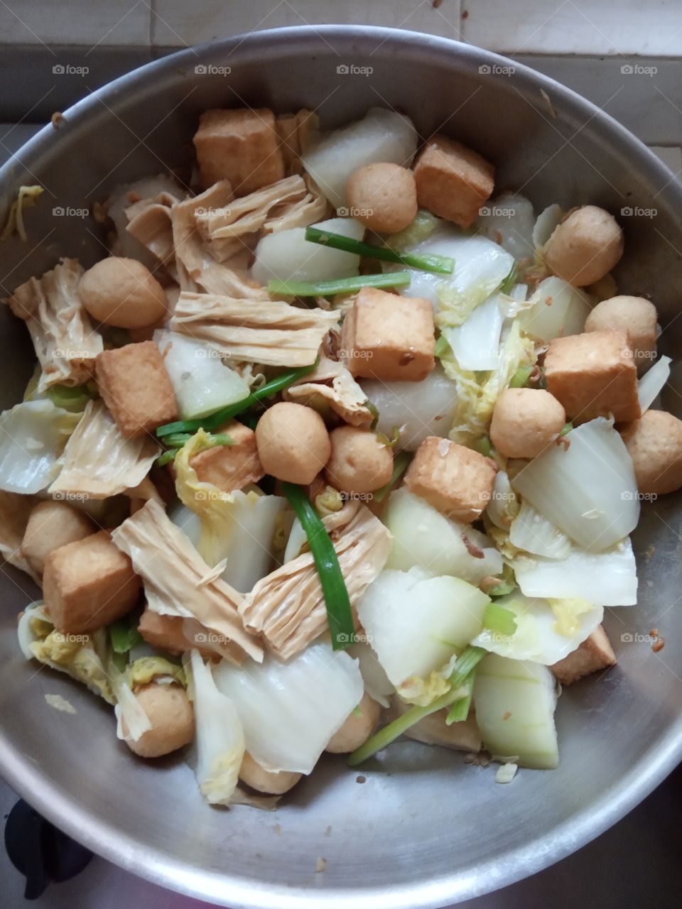 winter melons with dry tufu and fish ball and veggies