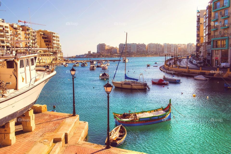 Malta, Slima, Boats and building 