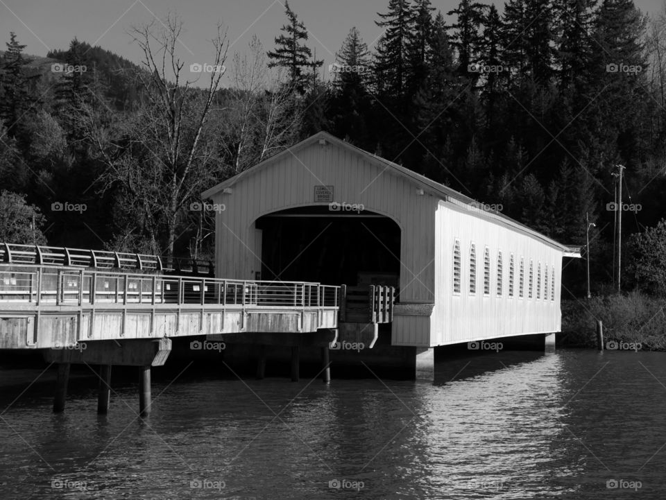 House in calm lake