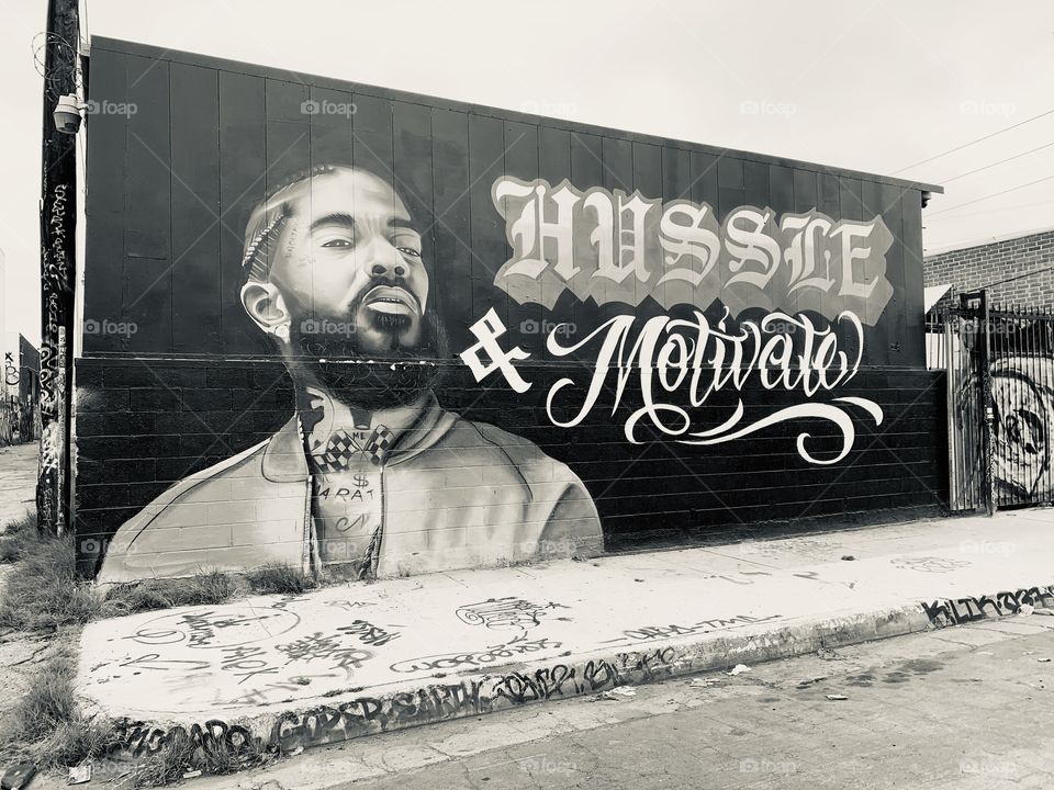 Nipsey Hussele mural in the Arts District of Los Angeles 