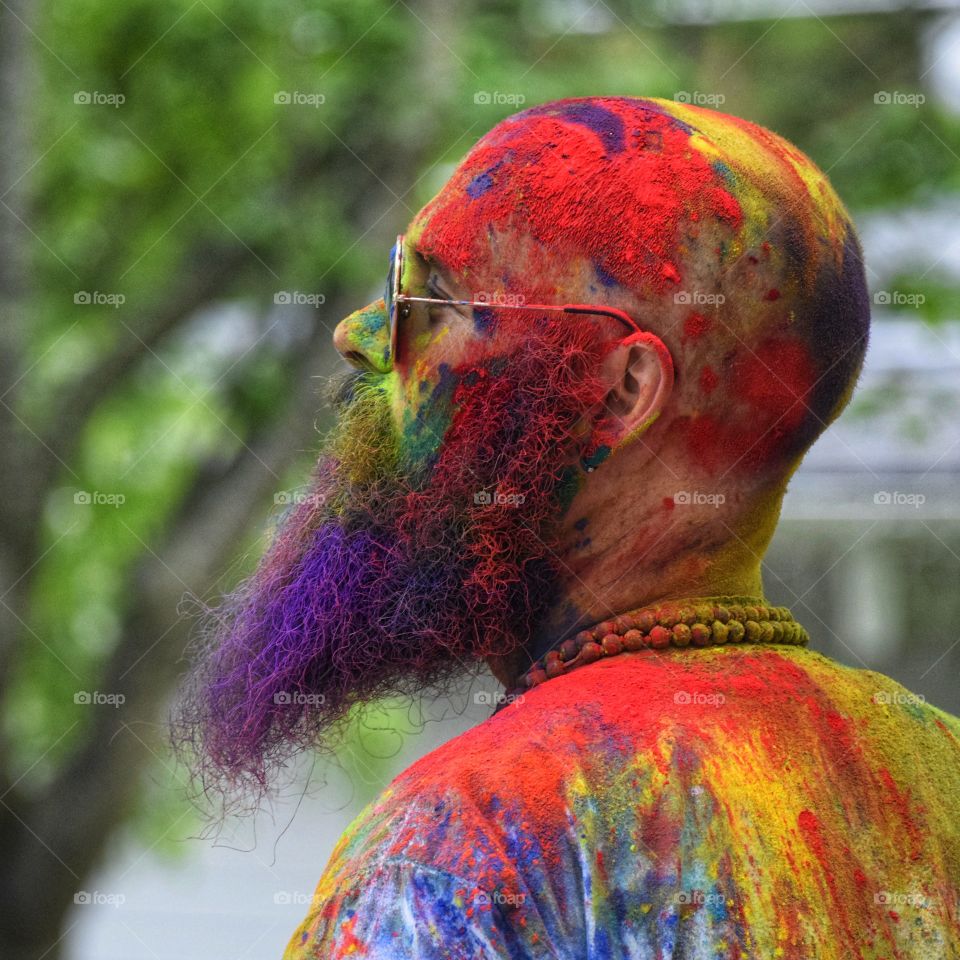 Colorful Man in Beard and Glasses