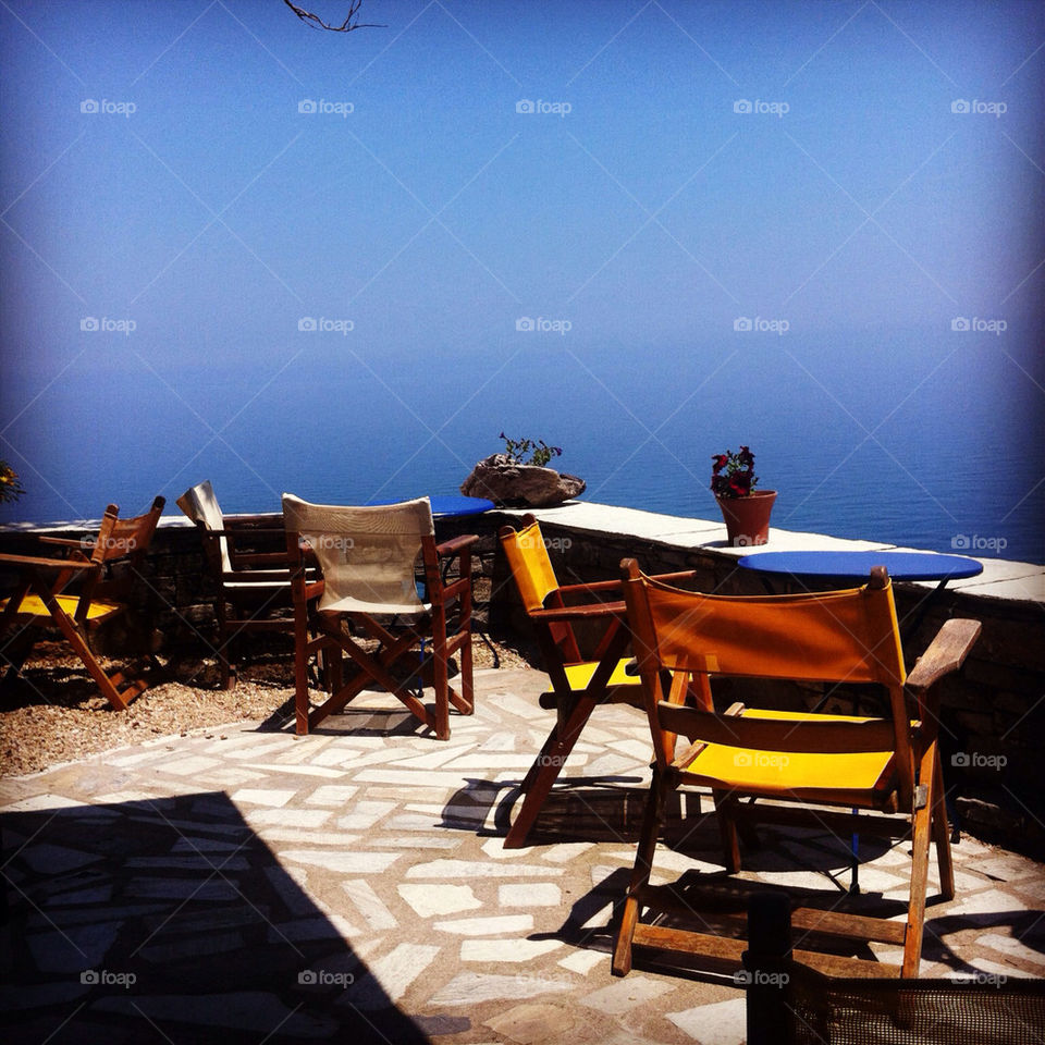 blue restaurant chairs tables by harriskats77
