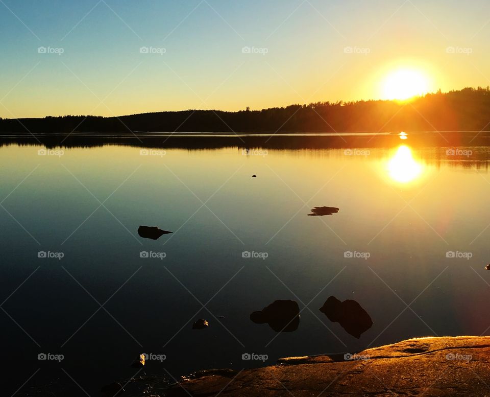 Sunset by the lake