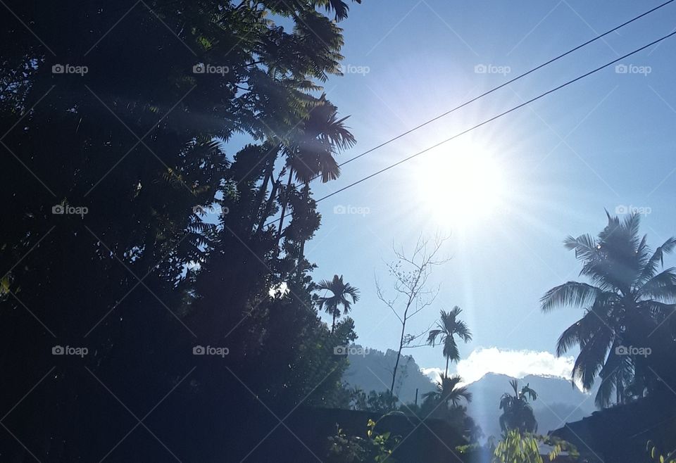 sunlight, this is picture of beautiful location in the blue sky. lightning picture.