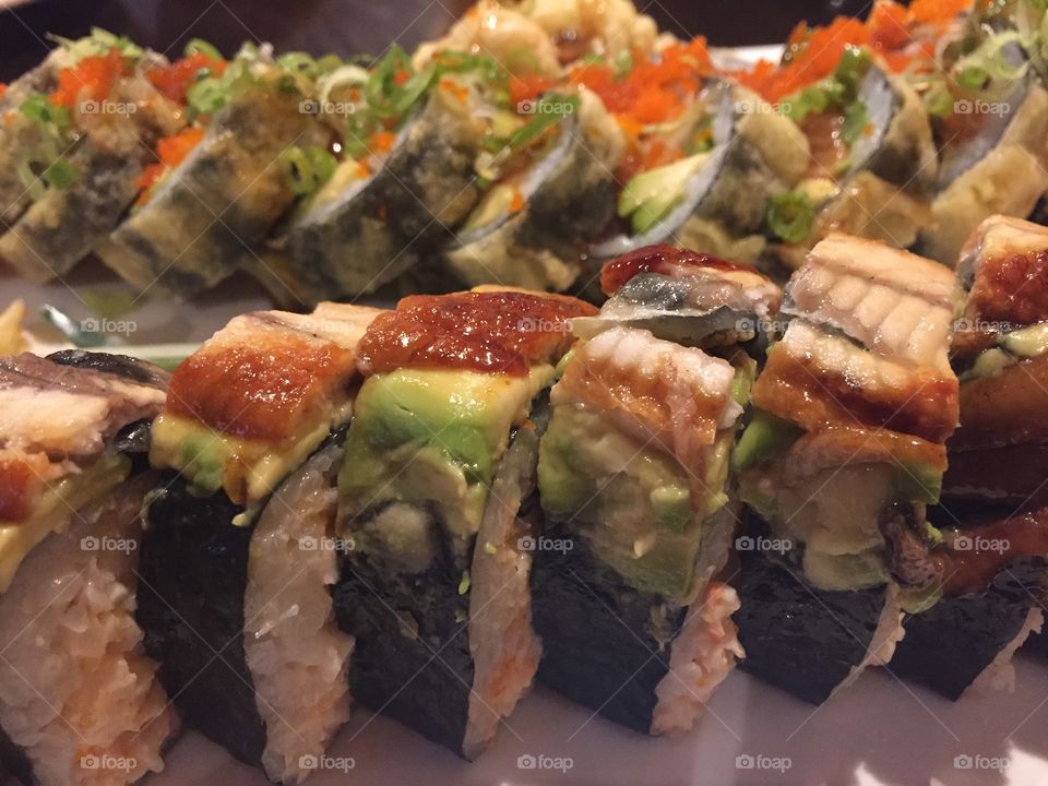 Close up with sushi
