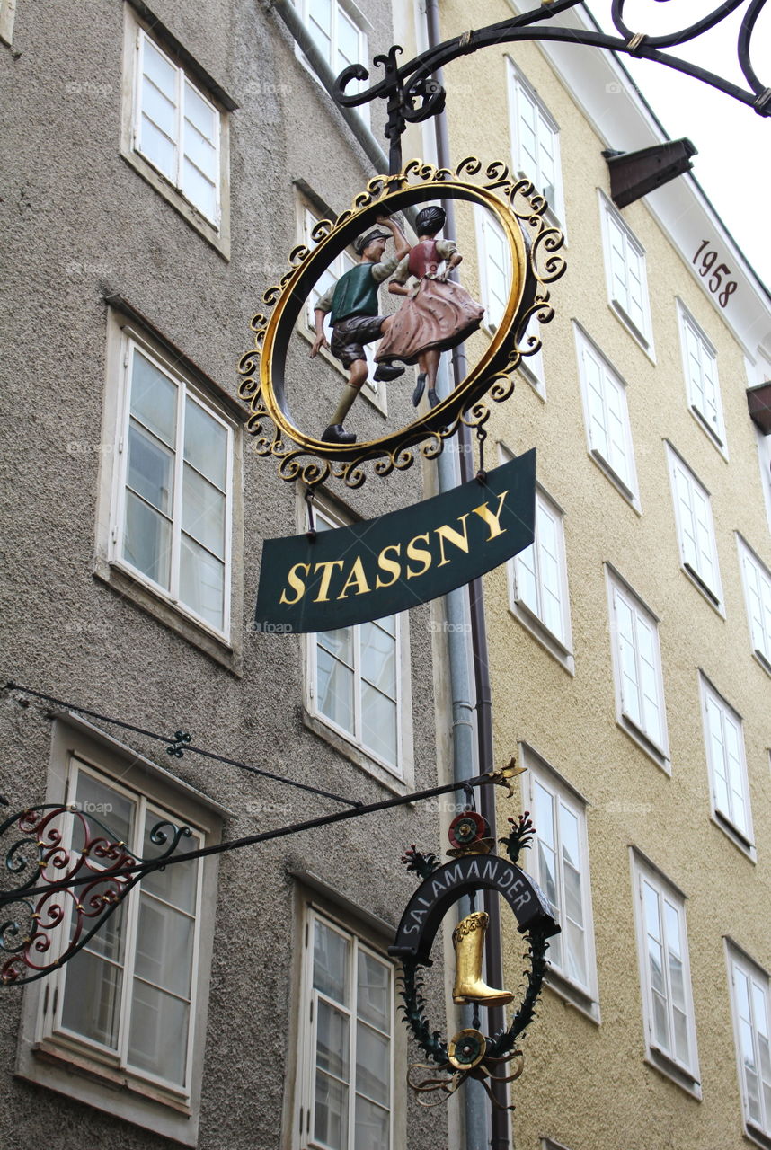Shop signs in Salzburg.