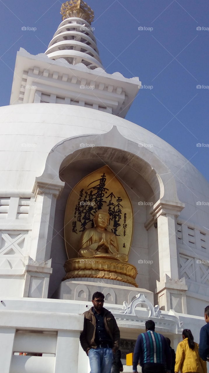 The famous Lord Buddha monument in Rajghir.