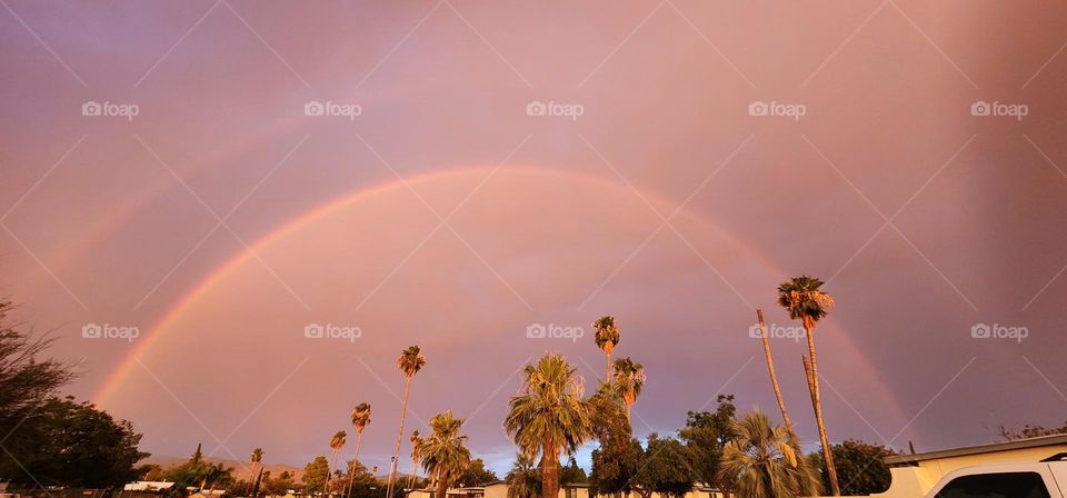 slight rain but 2 rainbows, sky so beautiful