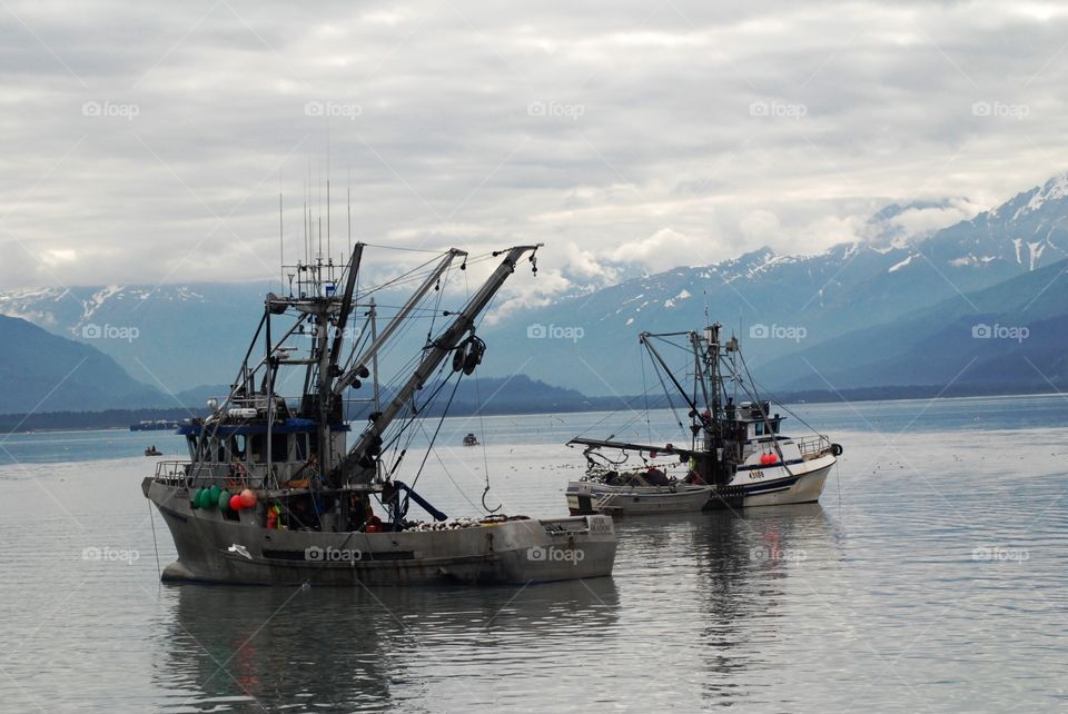 Fishing vessels waiting near Valdez for the announcement that fishing season is open