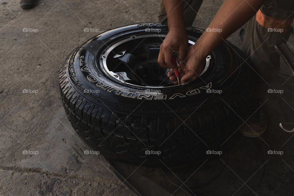 Rubber tire repair