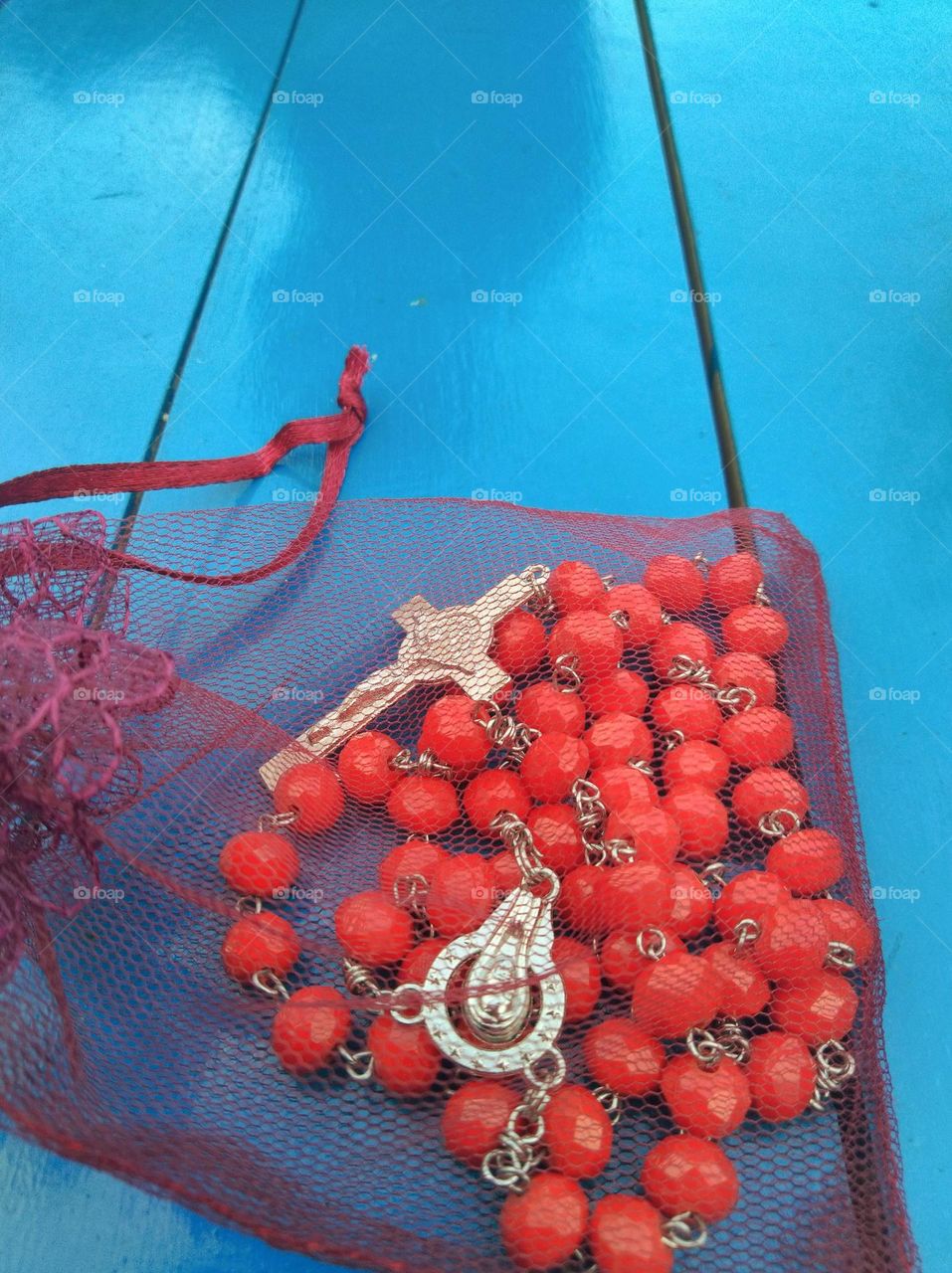 Rosary on the table
