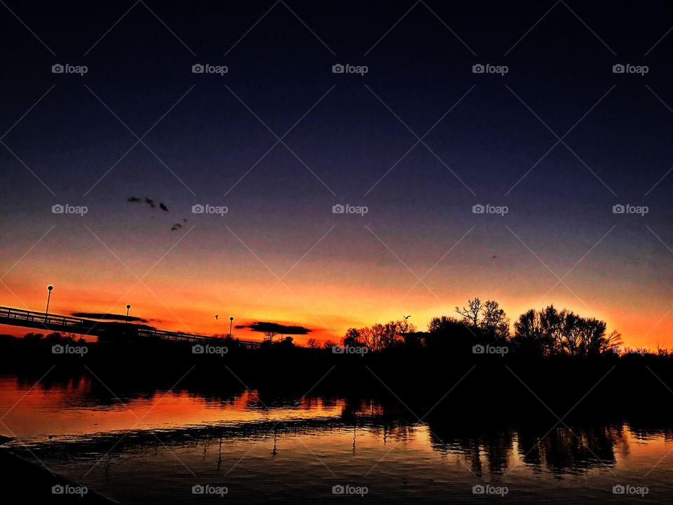 Silhouette of mountain during sunset