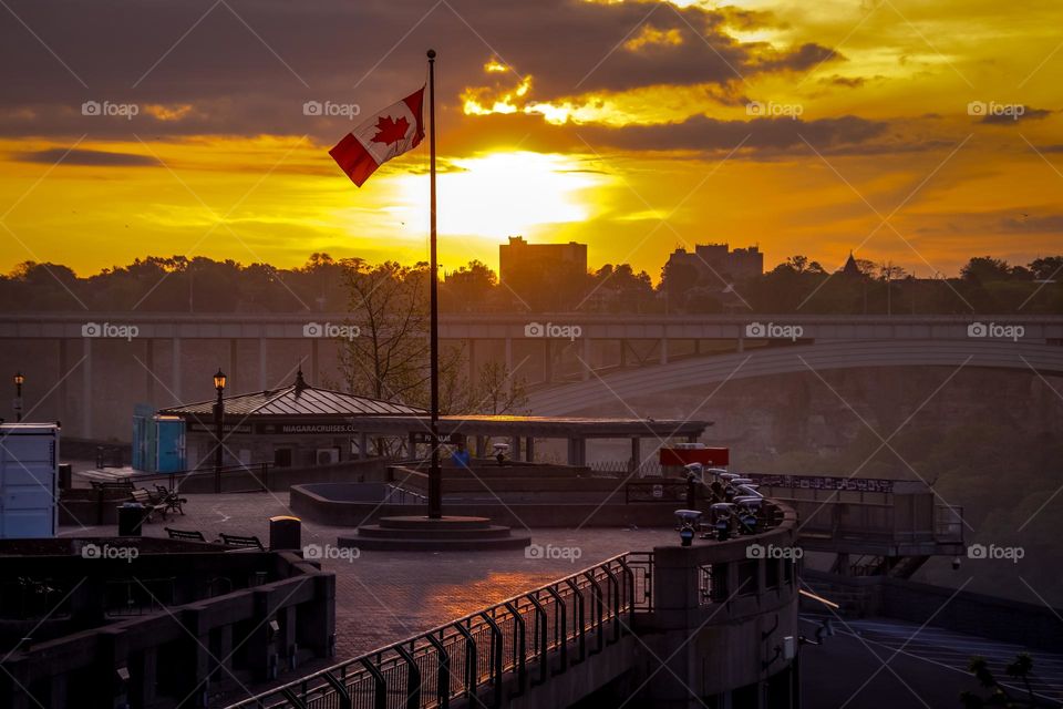 Canadian flag in the rising sun