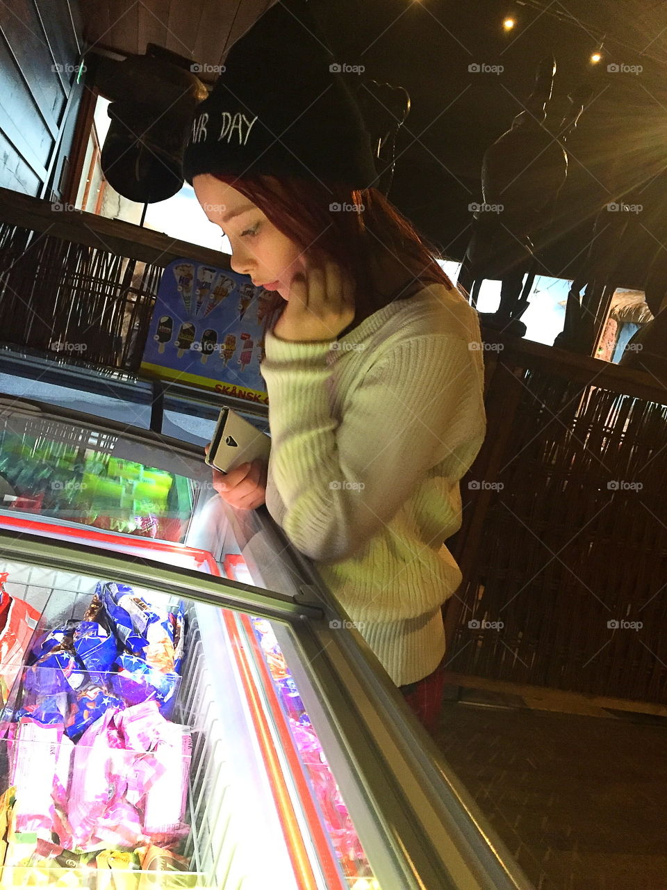 Girl buying ice cream