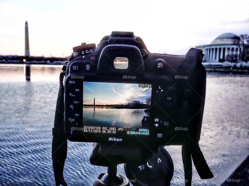 Photo of a camera taking a photo
