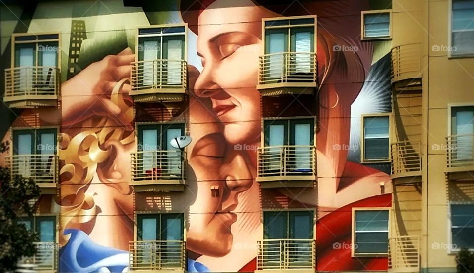 Mural Painted on the Side of an Apartment Building in Dallas, Tx