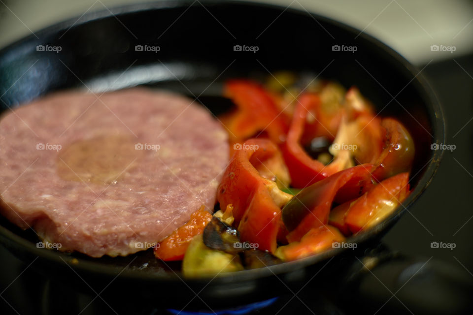 Hamburguesas con pimientos