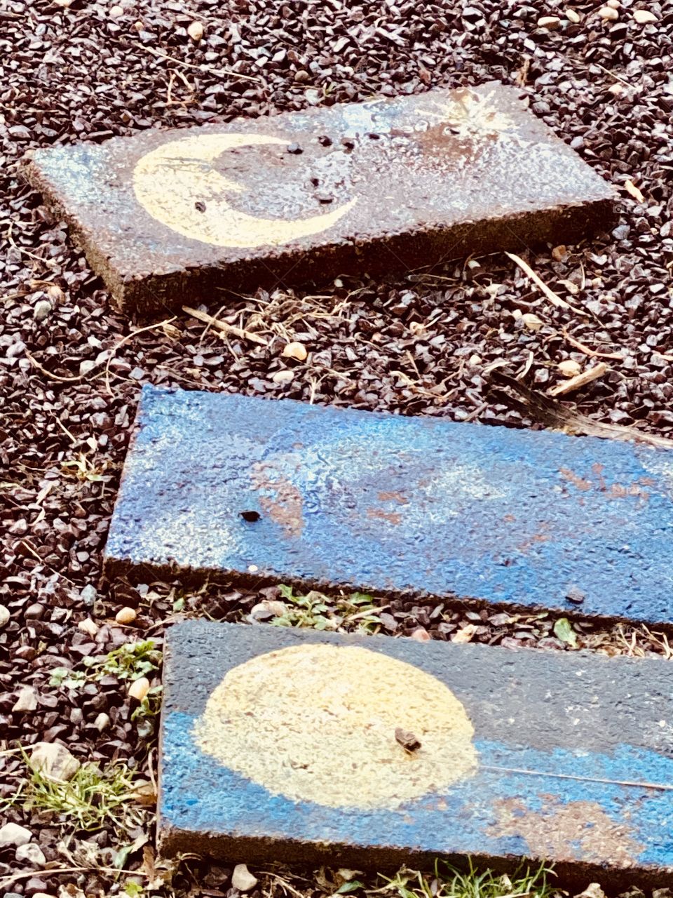 Brick stepping stones- painted to add some bling