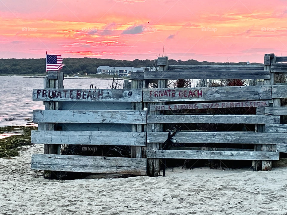 Private beach, Cape Cod, sunset (color)