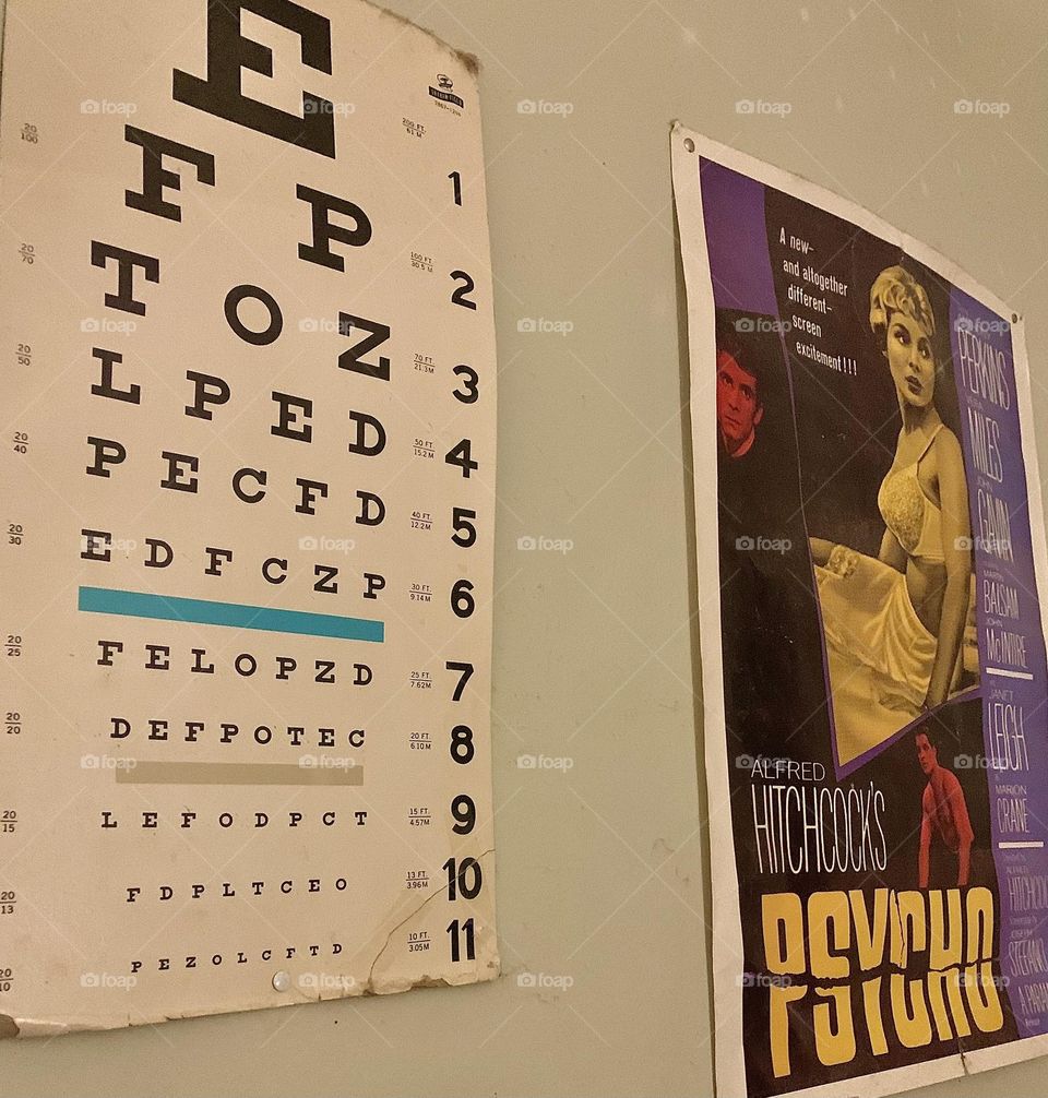 Some cool posters I have hanging up in my house. One is a vintage eye poster, the other is a vintage movie poster. 