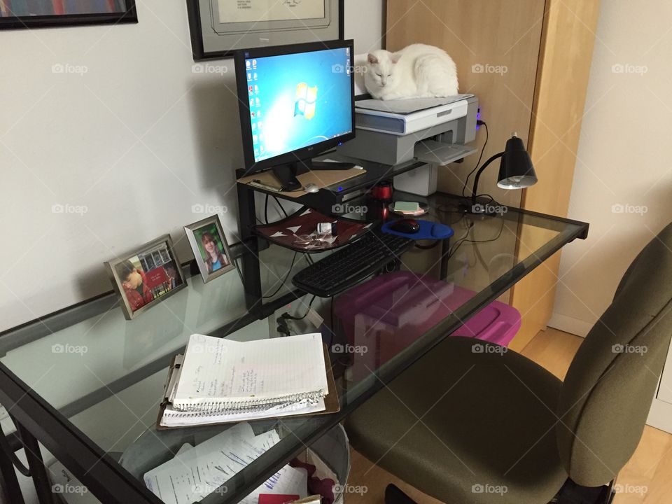 Decluttered home office desk