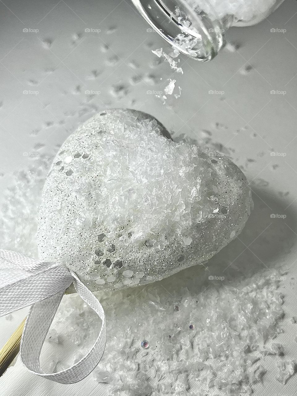 White Heart with Glitter