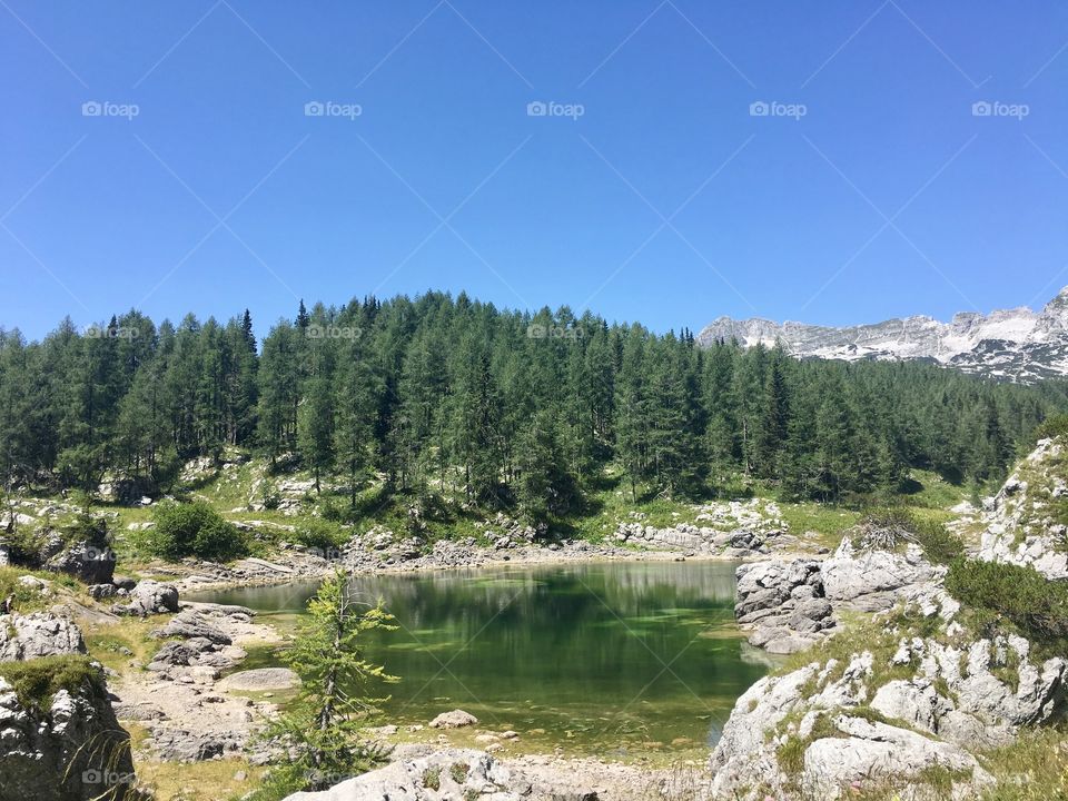 Green lake on the mountain Triglav of Slovenia
